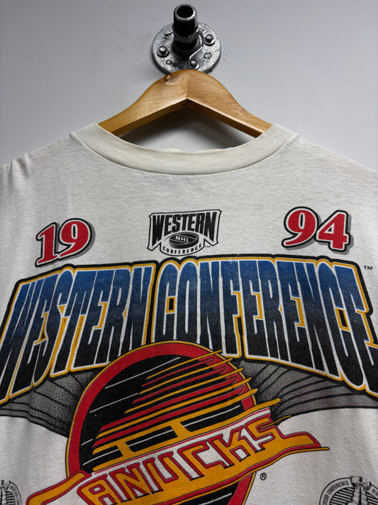 VINTAGE 1994 NHL WESTERN CONFERENCE CHAMPIONS, CANUCKS  TSHIRT (L)