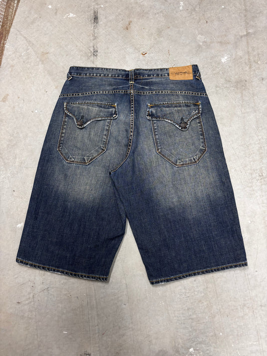 VINTAGE ED HARDY DENIM JORTS (36")